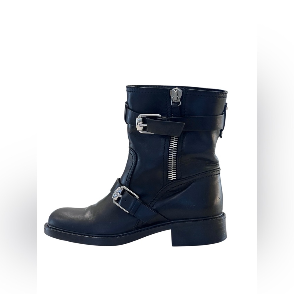 Gucci Black Leather Moto Ankle Boots